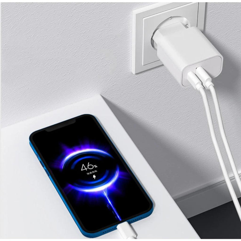 Fonte Carregador para iPhone Turbo 38W Tipo Usb C 2 Entradas