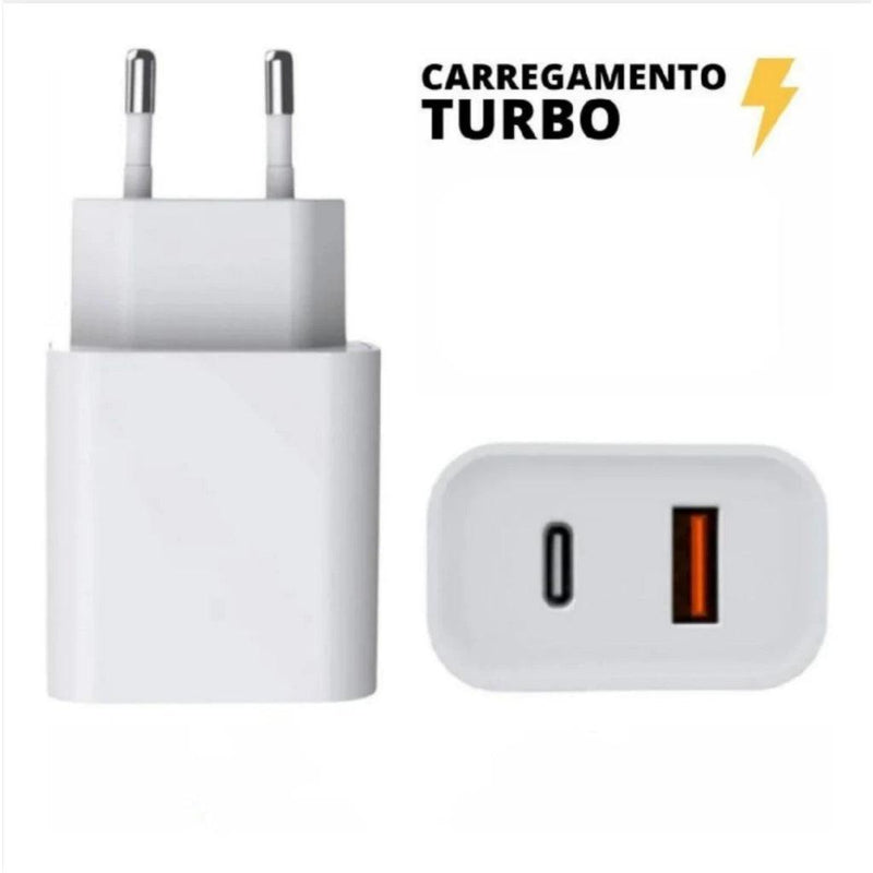 Fonte Carregador para iPhone Turbo 38W Tipo Usb C 2 Entradas