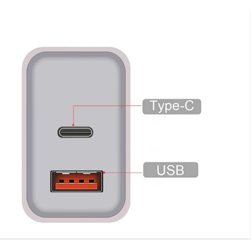 Fonte Carregador para iPhone Turbo 38W Tipo Usb C 2 Entradas